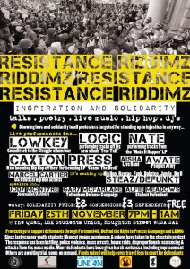 RESISTANCE RIDDIMZ, FRI 25th NOV -Gig to show support and solidarity for all arrested & imprisoned protesters