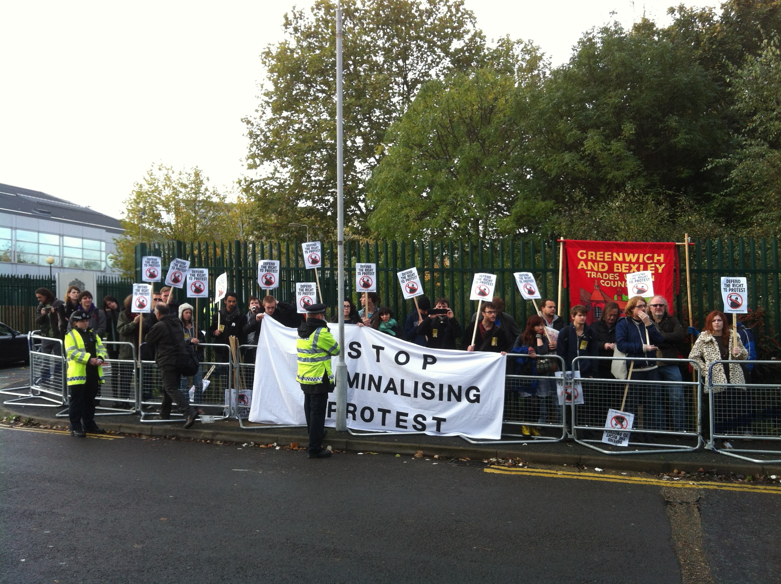 Protest at Woolwich Crown Court