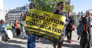 Protesters in Parliament Square during the Occupy Democracy campaign. Photograph: Steve Parkins/Demotix/Corbis
