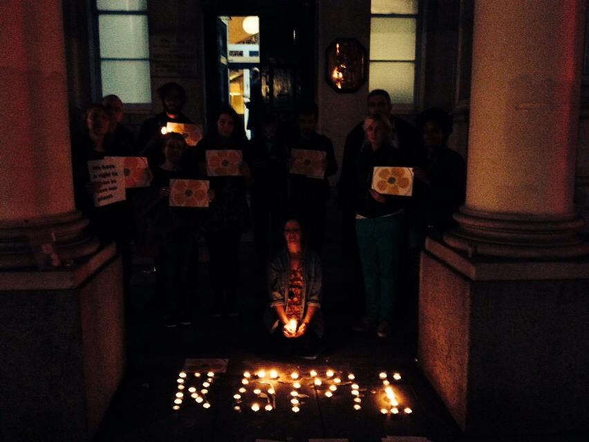 Vigil outside the French embassy in London. Pic Sophie Williams 